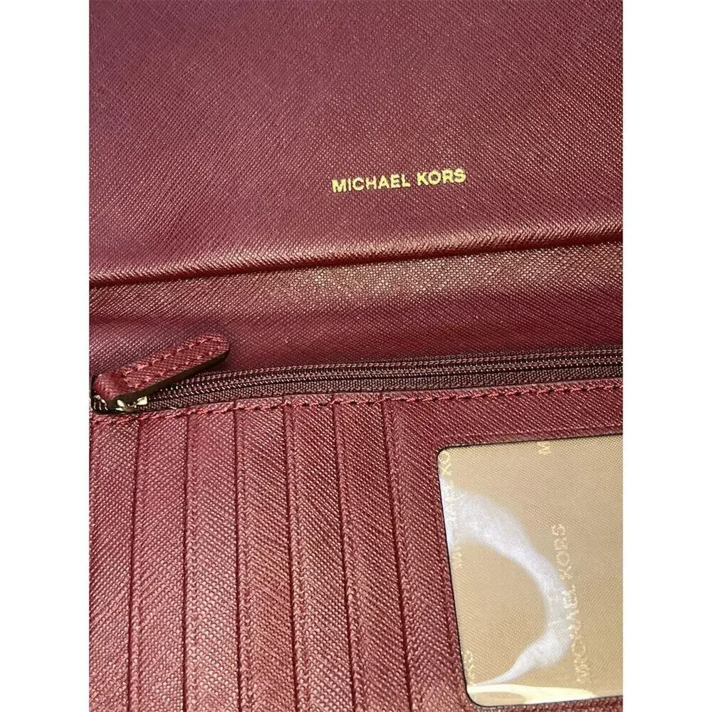Michael Kors Brown Leather Wristlet Jet Set Travel Wallet and Credit Card Holder
